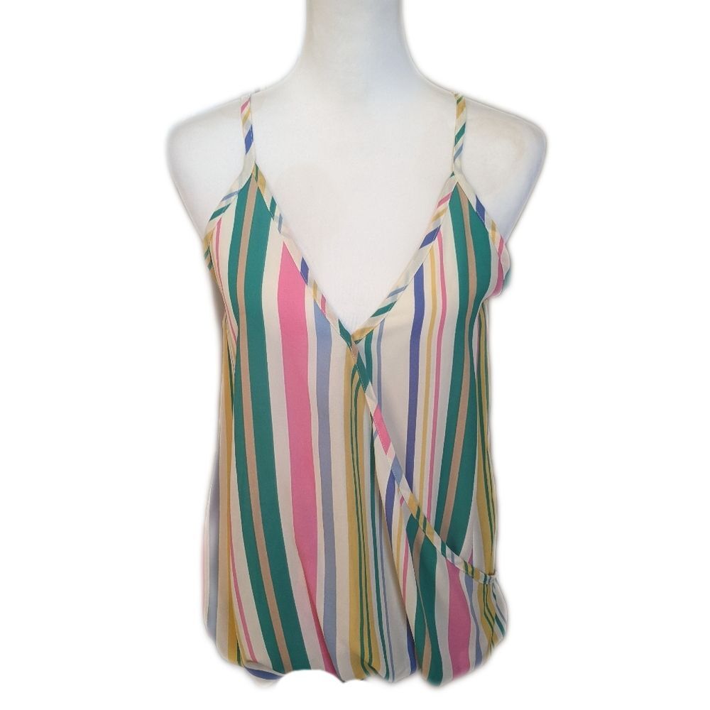 Adora striped tank, criss cross front (sewn), spaghetti straps, small